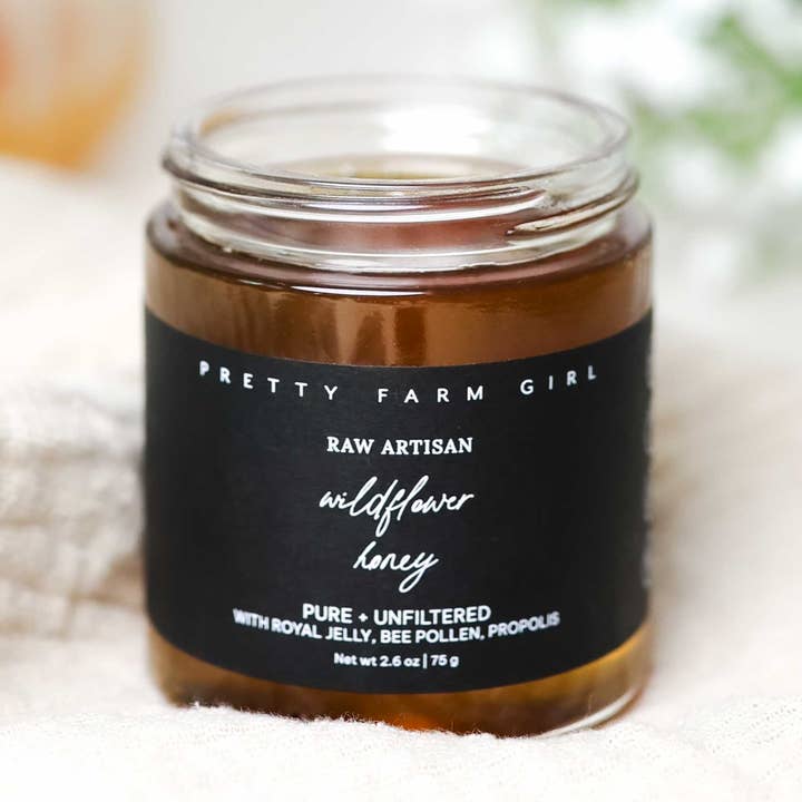 Raw Artisan Wildflower Honey Pure + Unfiltered for wholesale by Pretty farm girl
