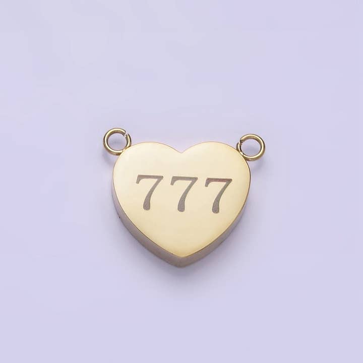 Aim Eternal - Wholesale Individual Charm/Pendant - Stainless Steel 14K Gold Filled Angel Number Numerology Engraved Heart Connector P-541-P-5496