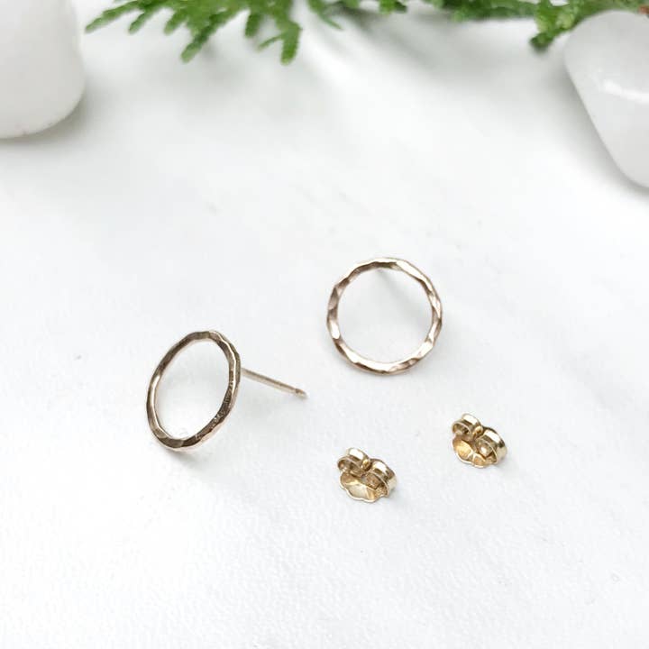 Blue and Blue - Wholesale Stud/Post Earrings - Open Circle Studs - Gold Filled4