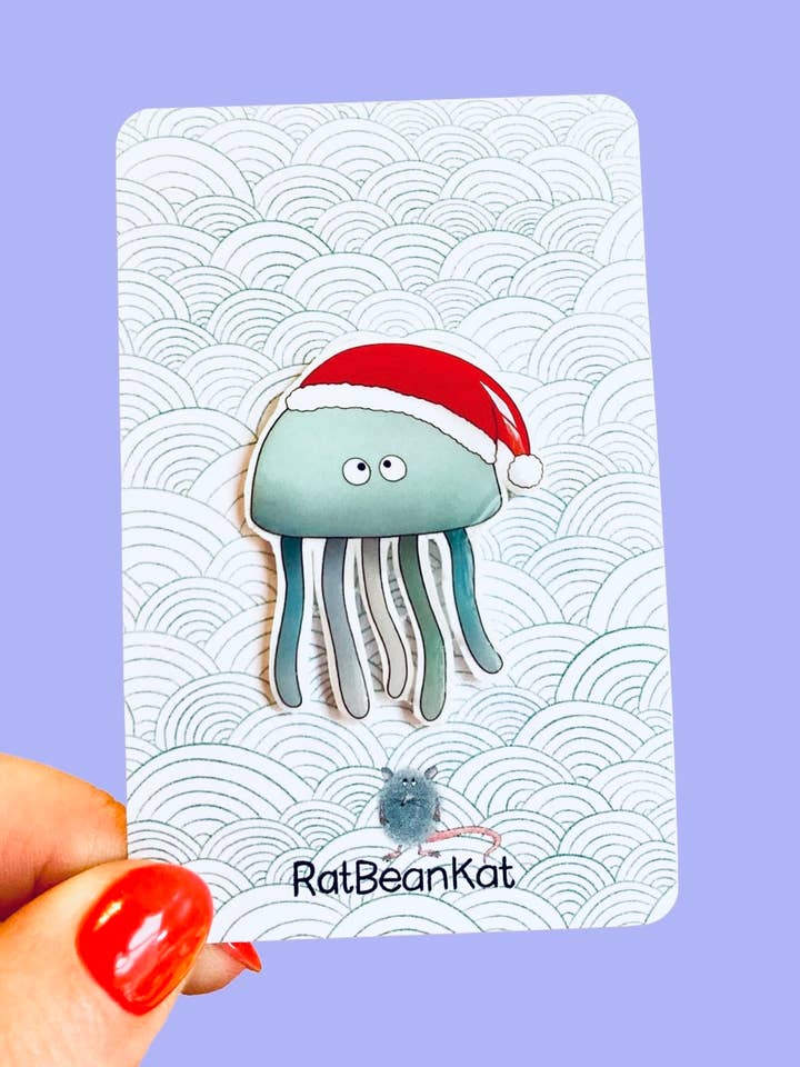 Liten blå festlig manetnålmärke för wholesale av RatBeanKat