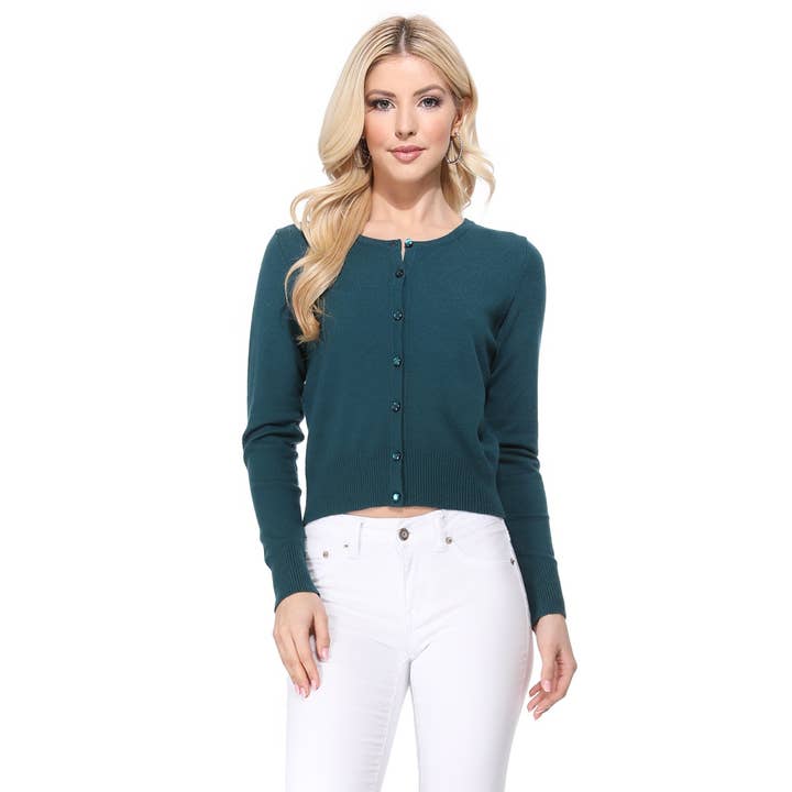 Mak – Großhandel Strickjacke – Damen – Mak Kurz geschnittener Langarm-Pullover mit Rundhalsausschnitt MK550229