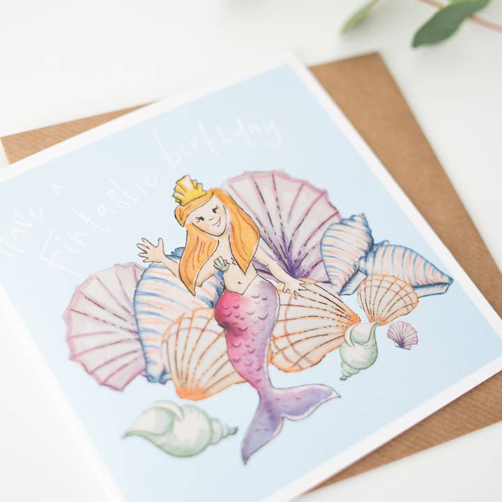 Bonita tarjeta de cumpleaños de sirena para venta al por mayor de Hanxmade