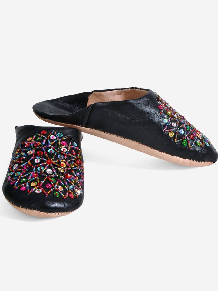 Paljett Läder Tofflor för wholesale av wowheritage