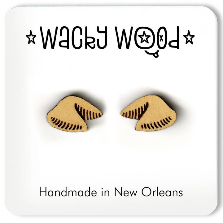 Fortune Cookie Earrings, Food Earrings, Fun Gift for wholesale by Wacky Wood