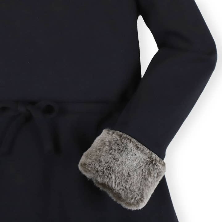 Long Sleeve Ponte Dress with Faux Fur - Baby for wholesale on Faire