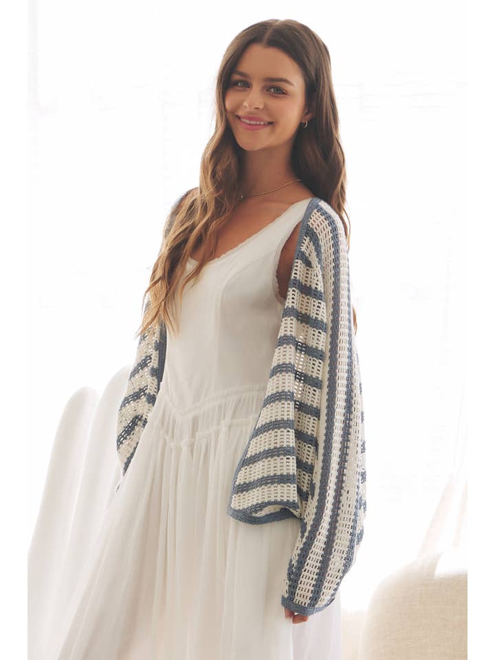 DENIM DOLMAN SLEEVE SWEATER CARDIGAN for wholesale on Faire