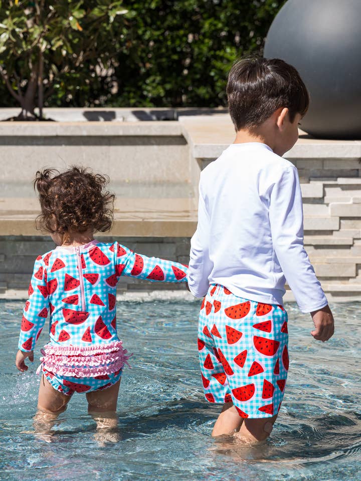 Azul Bañador de Cuadros de Sandía para Niños de venta al por mayor en Faire4