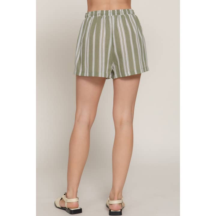 Paperdoll - Wholesale Shorts - Women's - STRIPE PRINT LINEN EFFECT SHORTS6