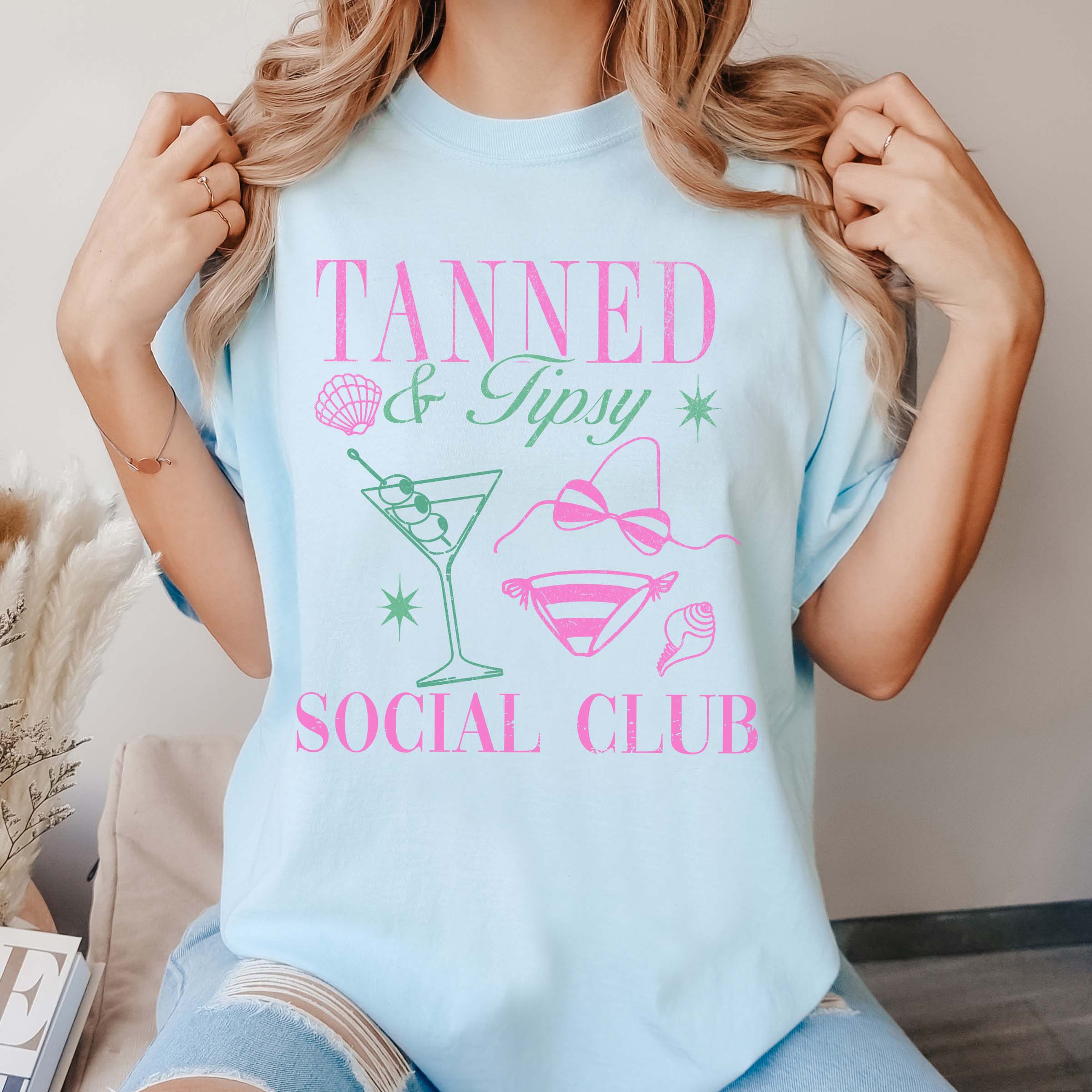 Limeberry Designs - Wholesale T-Shirt (Graphic) - Women's - Tanned And Tipsy Social Club Tee - Quick Shipping1