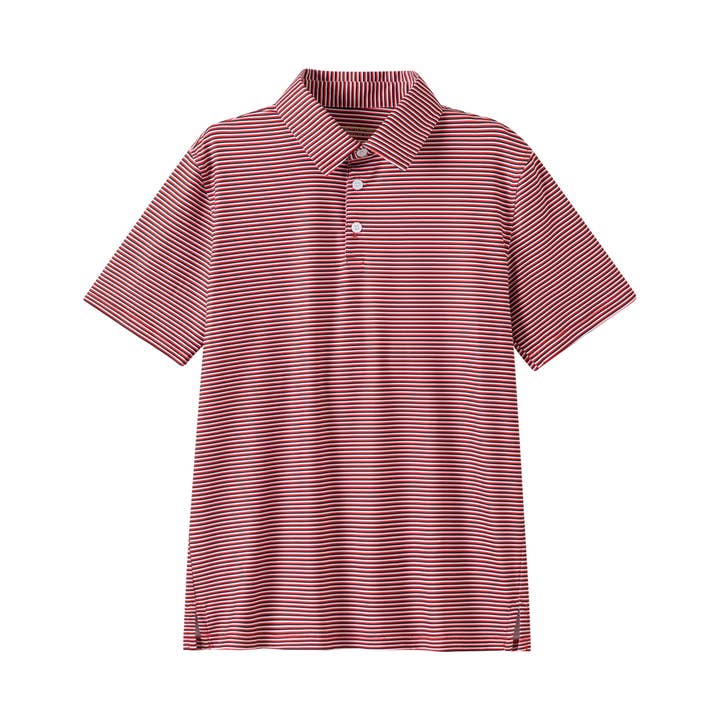 Micro Red, Black & White Stripe Polo for wholesale by Meripex Apparel