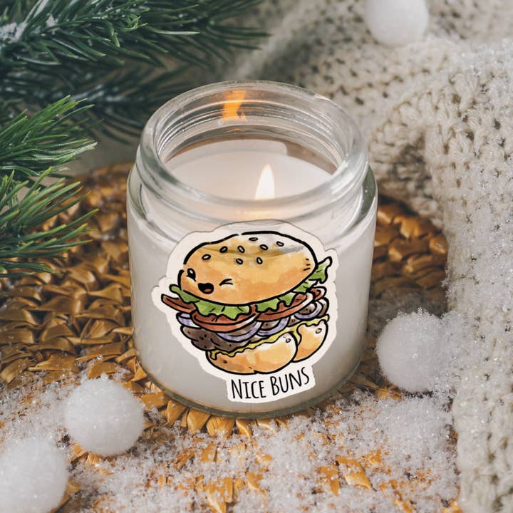 Aaron Millard Illustration - Wholesale Sticker - "Nice Buns" Cheeky Lewd Burger Food Pun Funny Sticker4