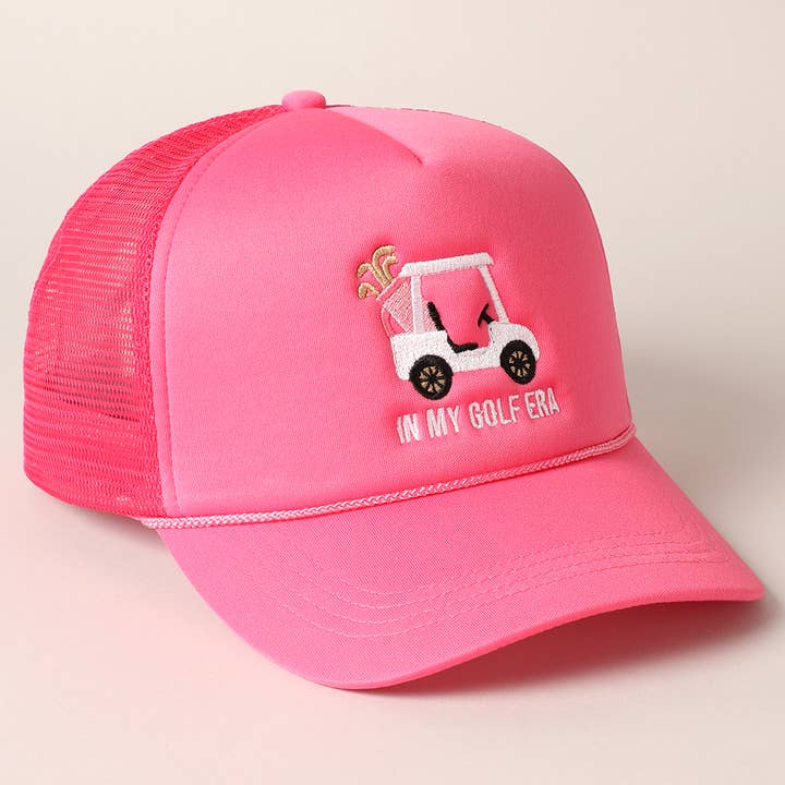 Fashion City - Wholesale Trucker Hat - Women's - Golf Cart and In My Golf Era Embroidery Trucker Hat