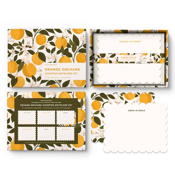 Paper Farm Press - Wholesale Stationery/Notecard Set - Orange Orchard Assorted Notecard Set4