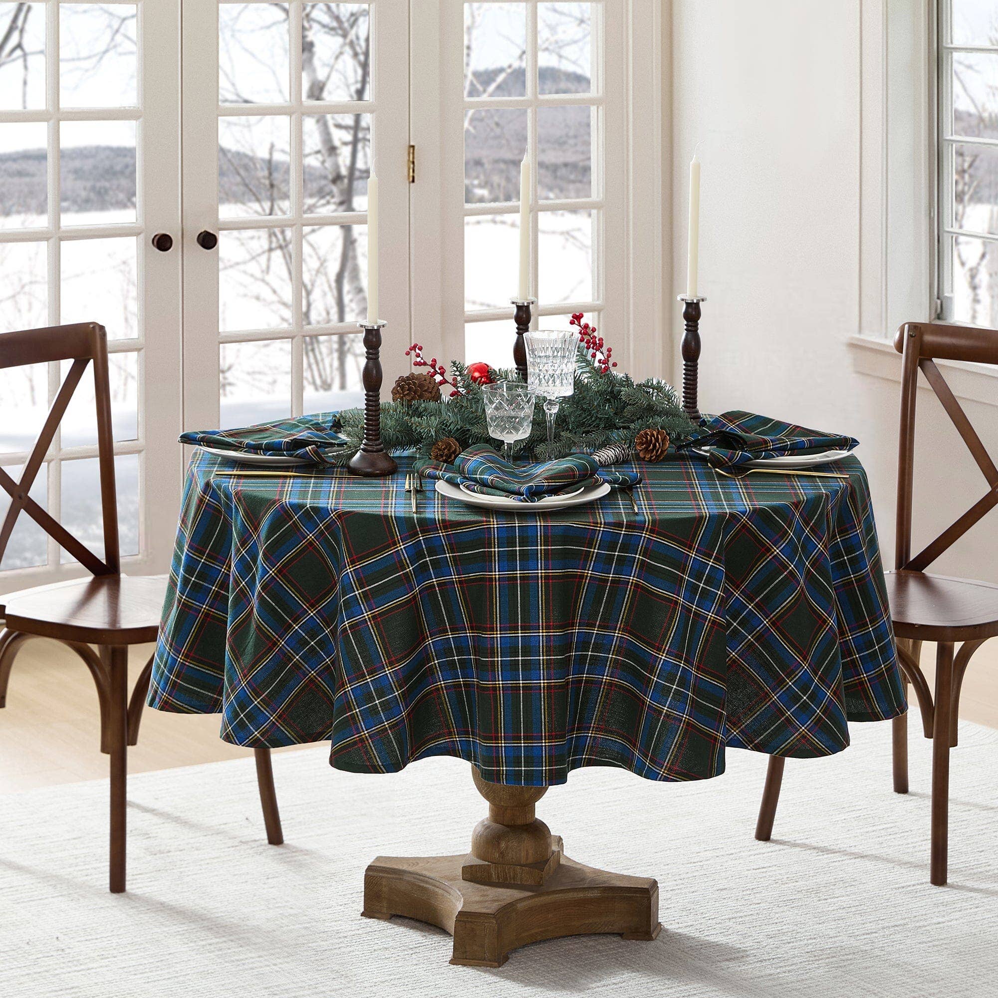 Threadmade Home - Wholesale Tablecloth - Stowe Tartan Holiday Plaid Cotton Christmas Tablecloth2
