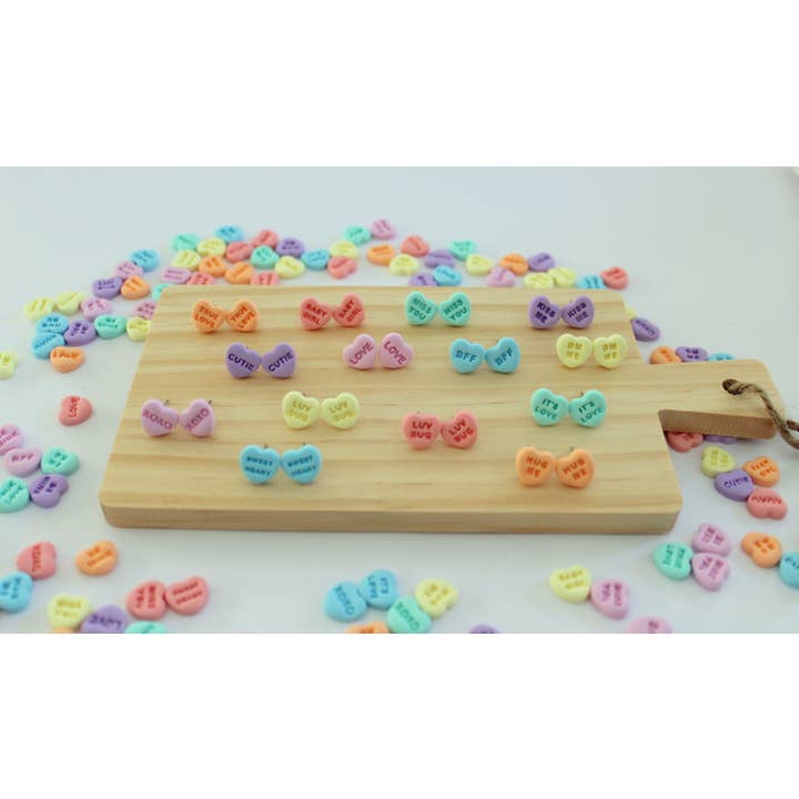 Converstation Heart Earring Studs for wholesale by Sweets & Pearls