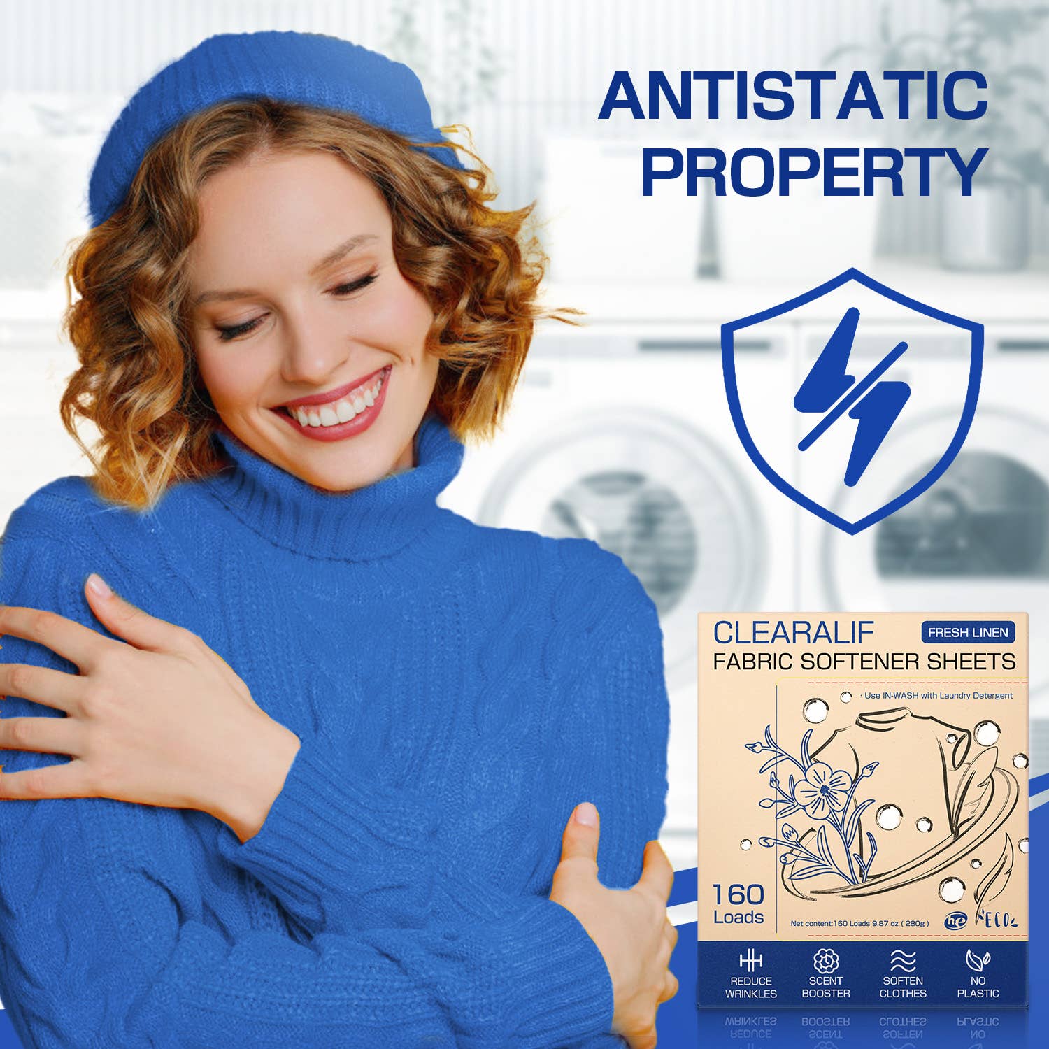 Clearalif - Vente Adoucissants - Draps adoucissants à lessive, lin frais, écologique, biodégradable2