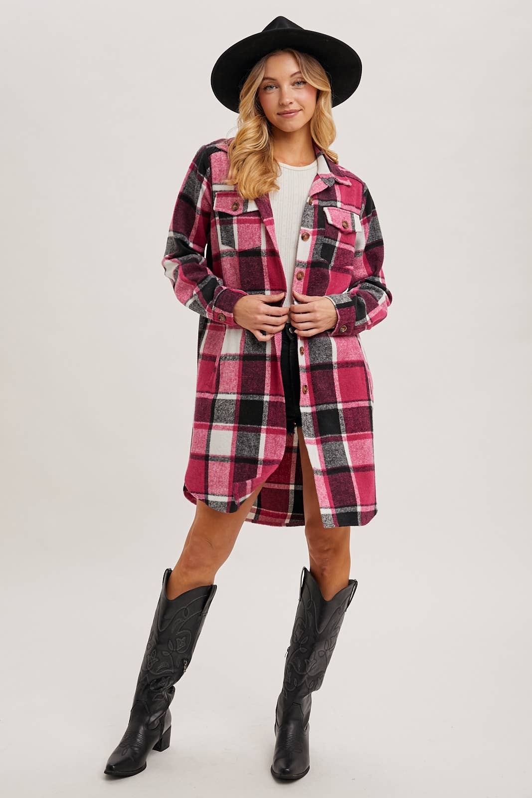 Bluivy – Engroshandel Skjortejakke/shacket – til kvinder – FLANNEL PLAID LANGLINE SHACKET17