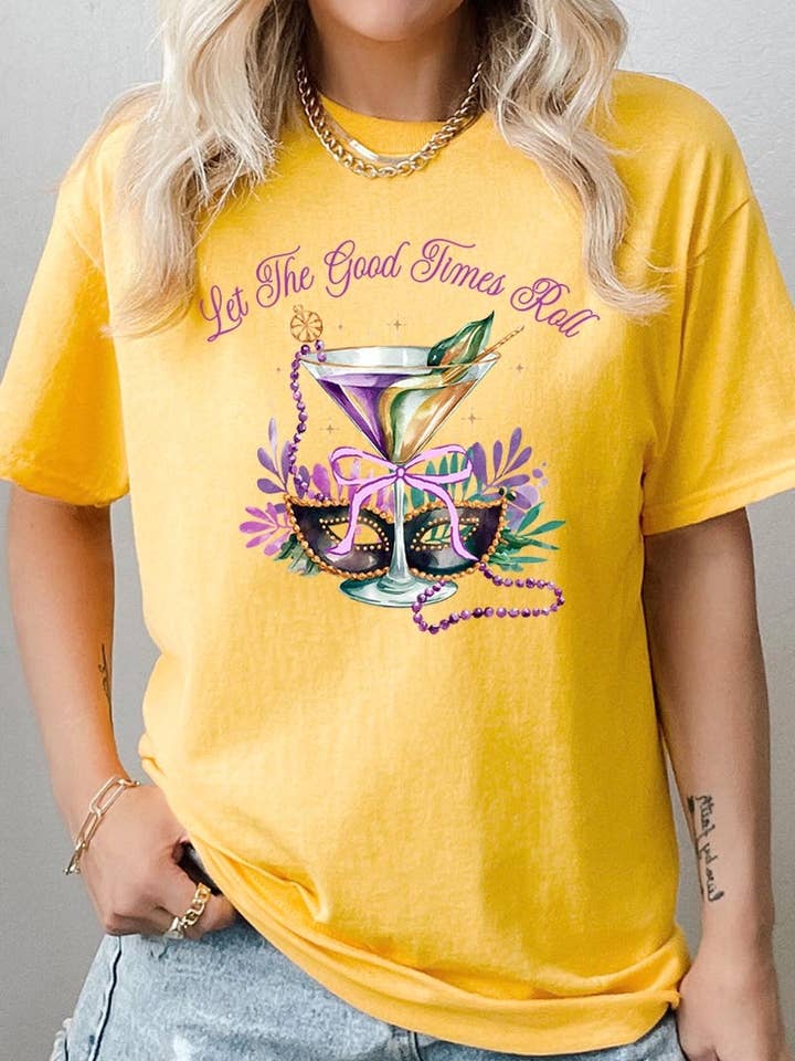 Maglietta in cotone pesante con grafica festosa di Mardi Gras per la vendita all'ingrosso da parte di COLORBEAR