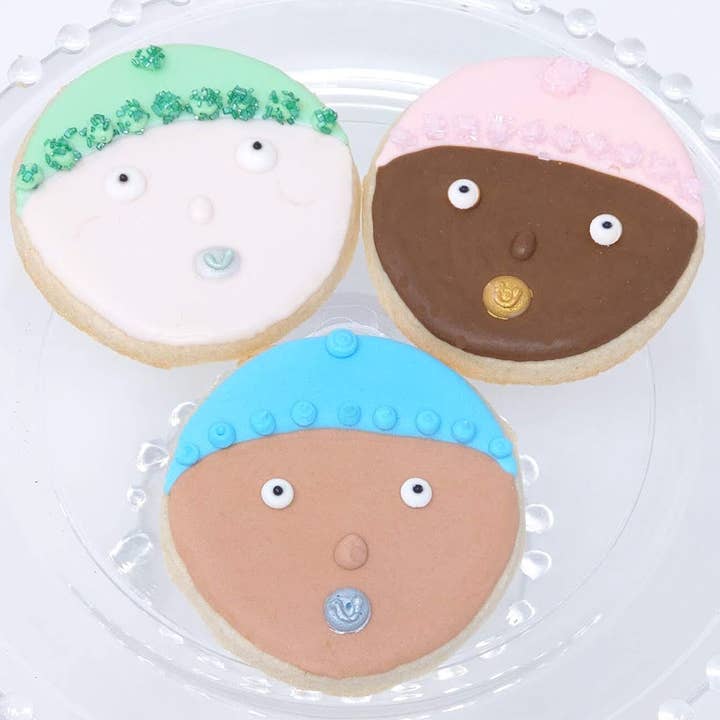 Baby Shower - Baby Face Royal Icing Cookies for wholesale by Wild Angel Treats, LLC