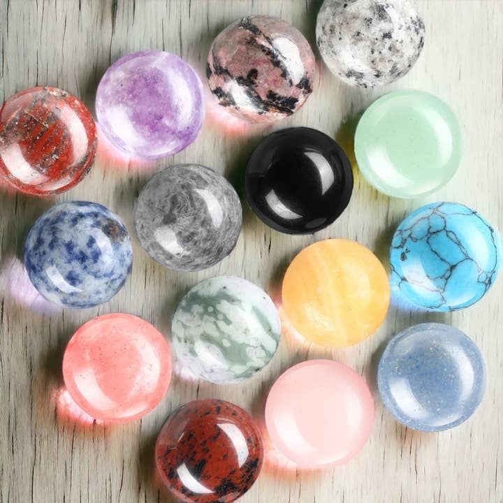 Wax Apothecary - Wholesale Spiritual Stone/Crystal - 1" Gemstone Crystal Ball Stone Sphere Orb Assortment
