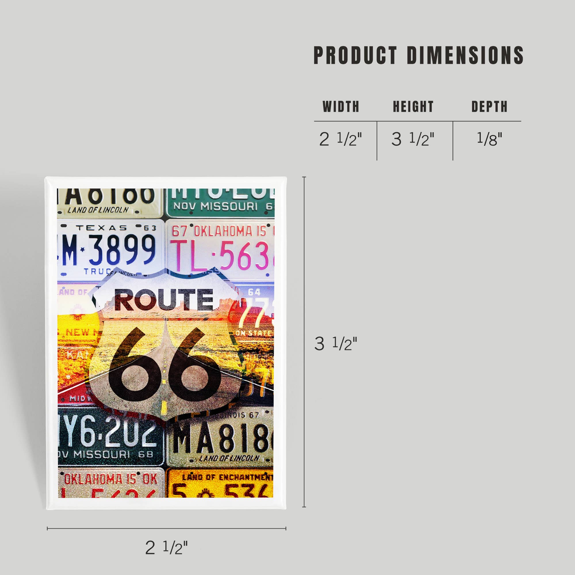 Lantern Press - Wholesale Magnet - MAGNET Route 66 License Plates, Highway Road3