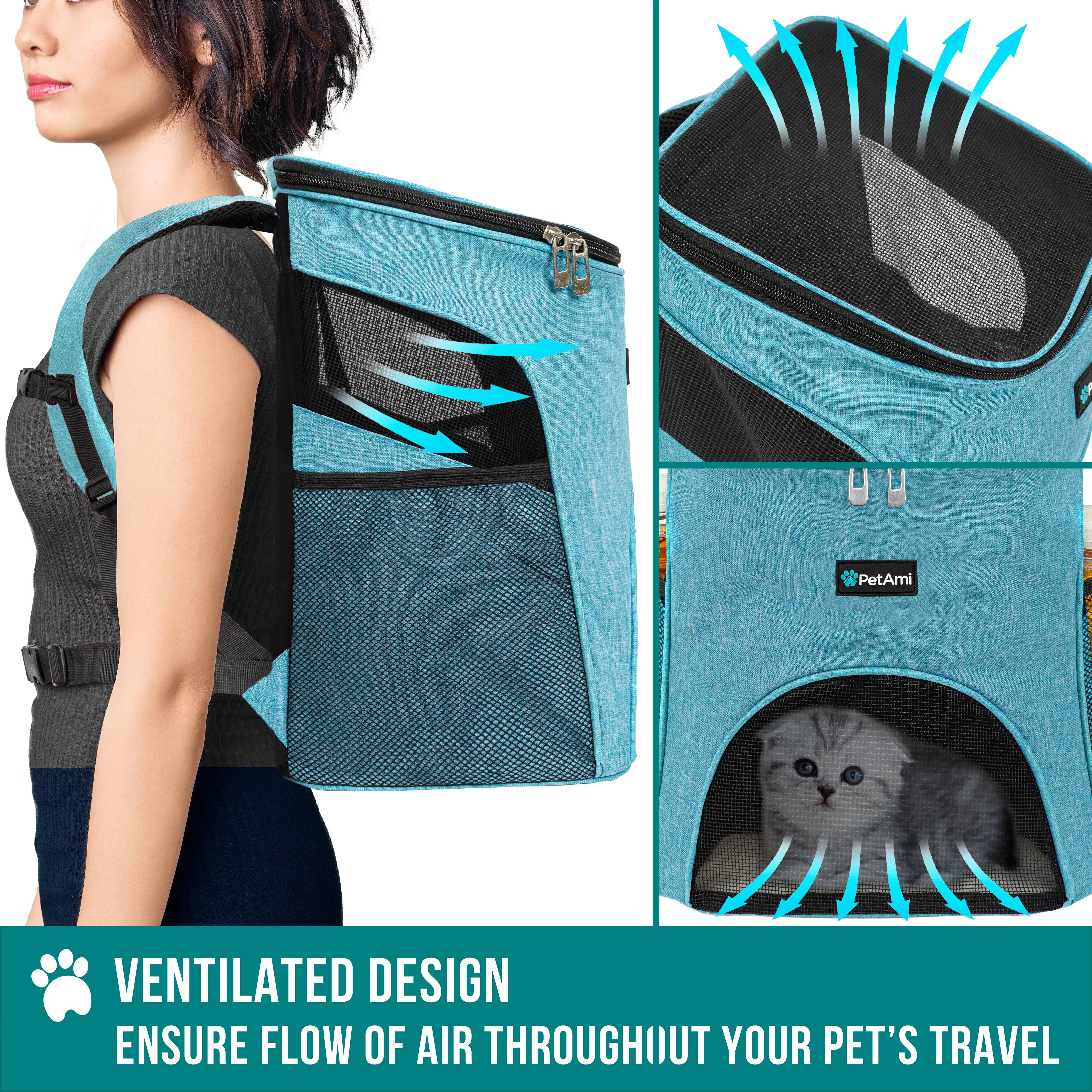PetAmi - Vente Caisse de transport – chat et chien - Sac à dos pour animal avec entrée unique classique4