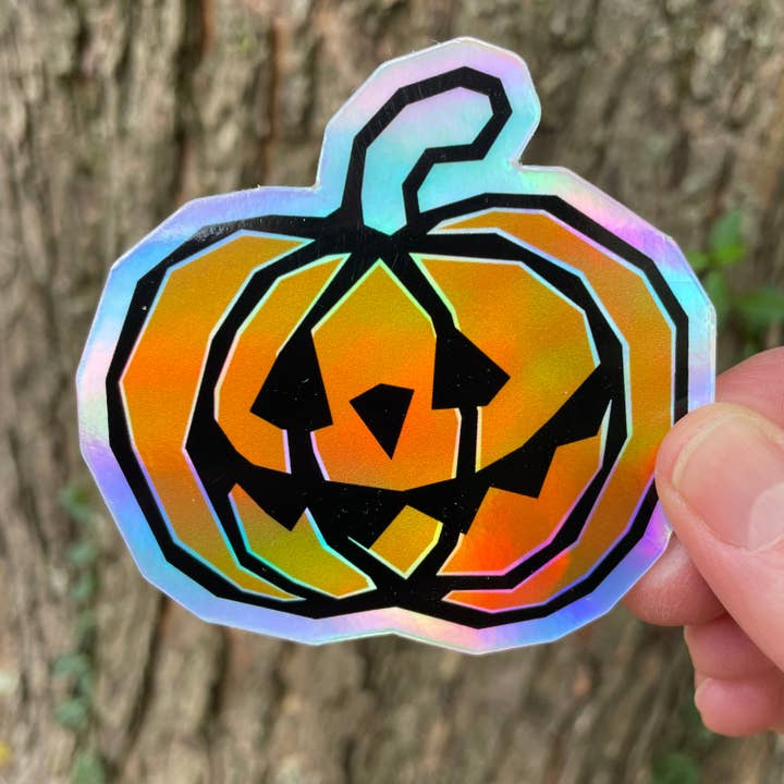 Pegatina de calabaza holográfica de Halloween para venta al por mayor de Susan Stone Design