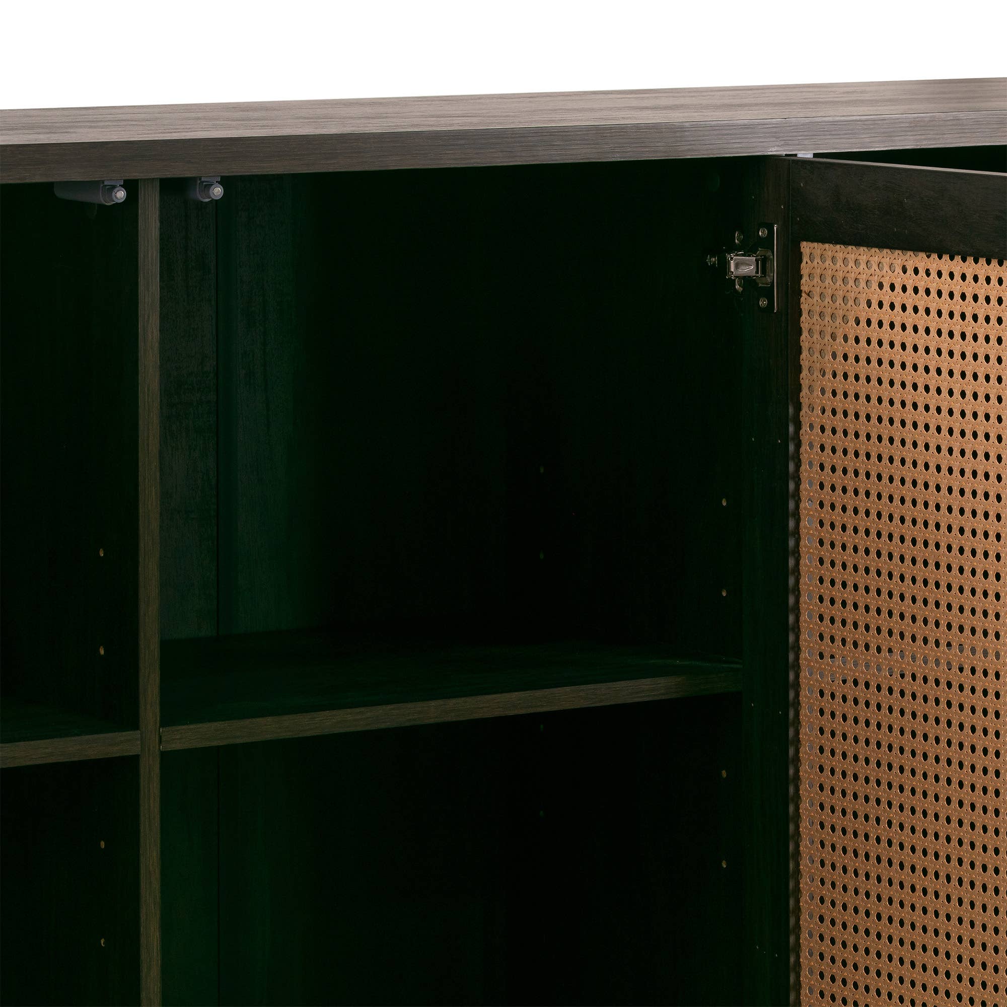 Glamour Home - Wholesale Cabinet - Bistra Brown Walnut Wood Sideboard with Rattan Doors4