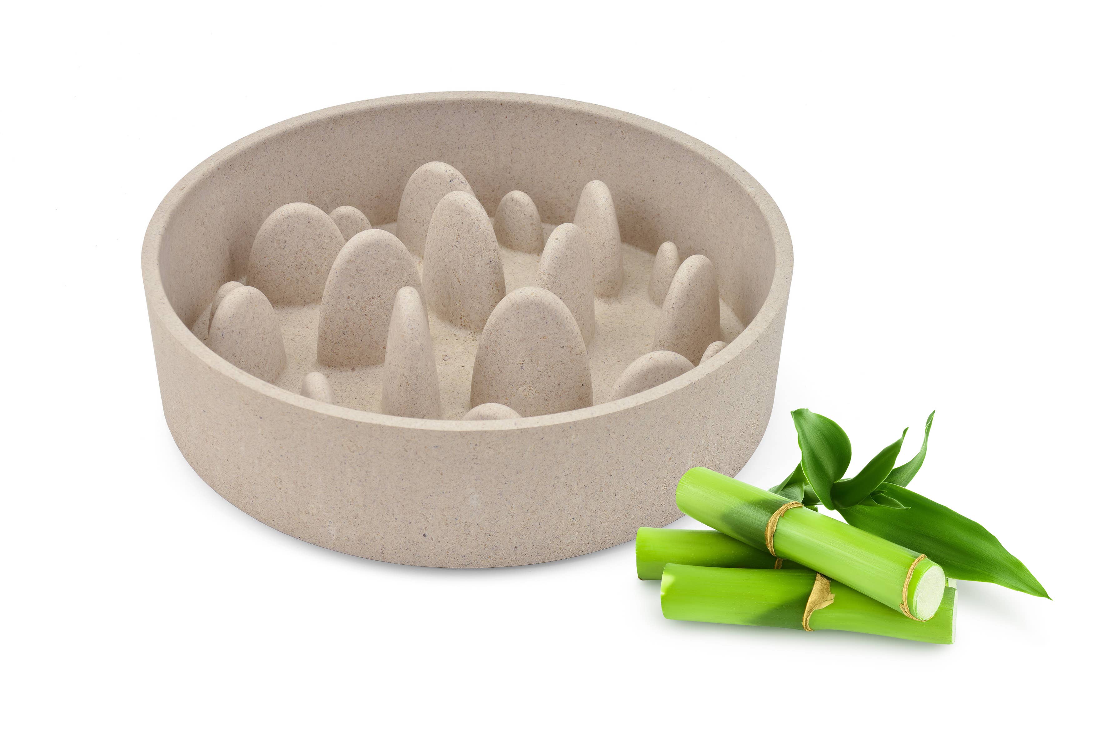 Beige Bamboo Slow Bamboo Dog Feeder for wholesale on Faire4