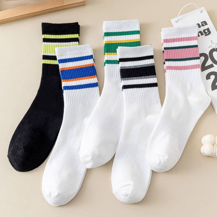 AUTUMN AND WINTER RAINBOW STRIPED SOCKS_CWMS0907 for wholesale by ACCITY