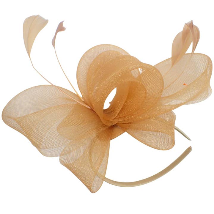 Topkids Accessories - Wholesale Fascinator Hat - Women's - Looped Net & Feather Fascinator Headband Hair Band Fascinators Fascinator Hats