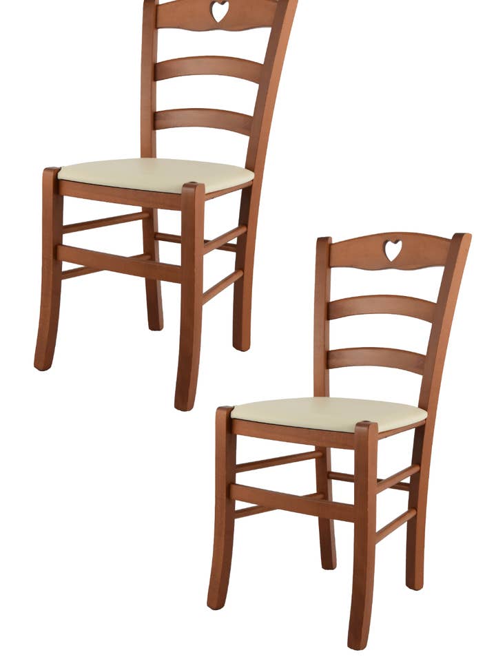 Hjerte stole kirsebær træ, elfenben imiteret læder sæde for engroshandel hos Tommychairs