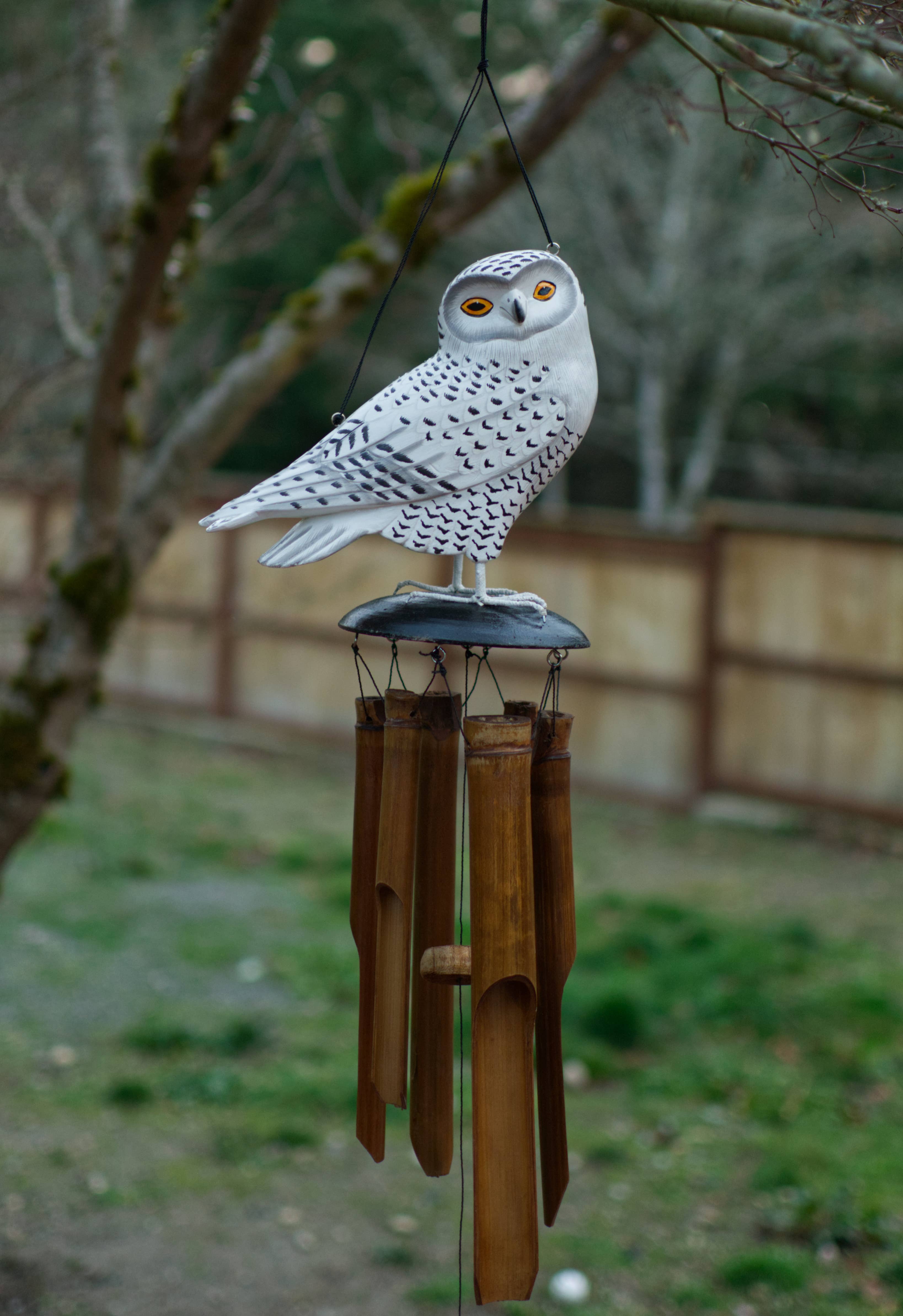 Cohasset Gifts - Wholesale Wind Chime - Snowy Owl Bamboo Wind Chime2