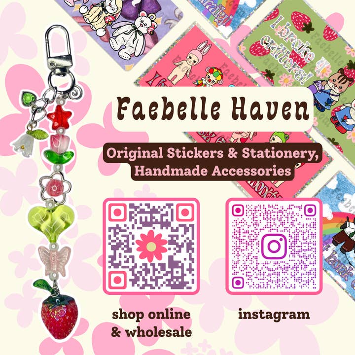 Faebelle Haven - Wholesale Keychain – Women's - Capybara Tech Charm - Beaded & Strawberry | Cute Kawaii Keychain Phone Accessory2