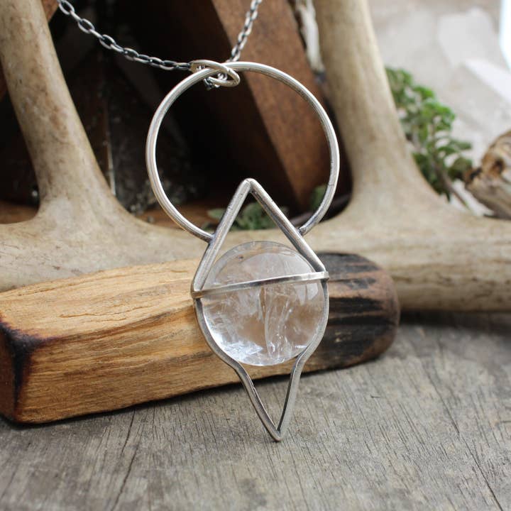 Crystal Ball Pendulum Necklace // Quartz for wholesale by Acid Queen Jewelry