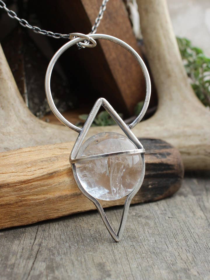 Crystal Ball Pendulum Necklace // Quartz for wholesale by Acid Queen Jewelry