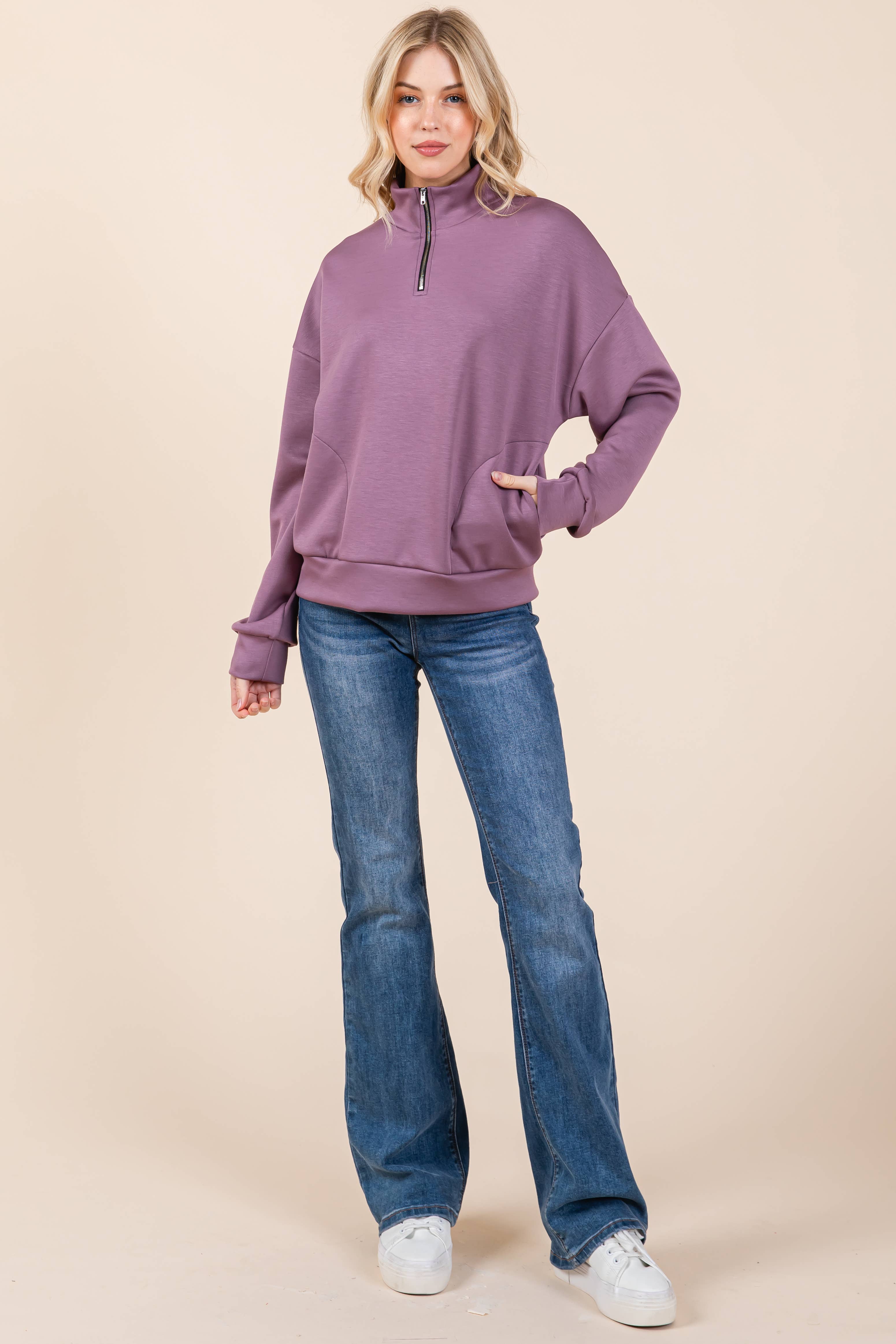 BOMBOM - Vente Sweat-shirt – femme - FERMETURE ÉCLAIR QUART EN POLAIRE BROSSÉE DOUCE TL19935