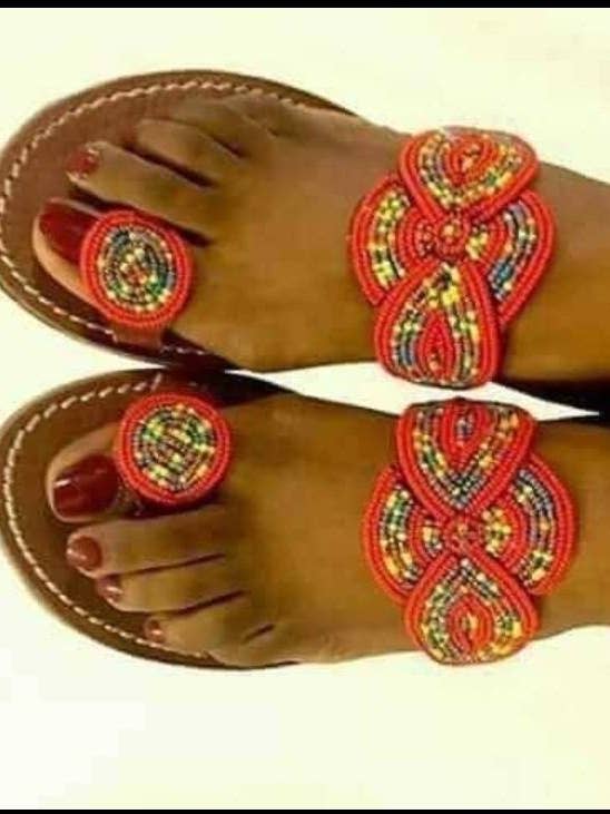 Delight merchants - Wholesale Sandals – Women's - Maasai Beaded Leather Flipflop Sandals with Free Shipping