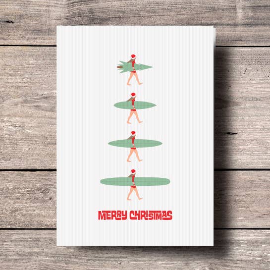 Christmas Surfboard Quiver Greeting Card for wholesale by The Single Fin Collective