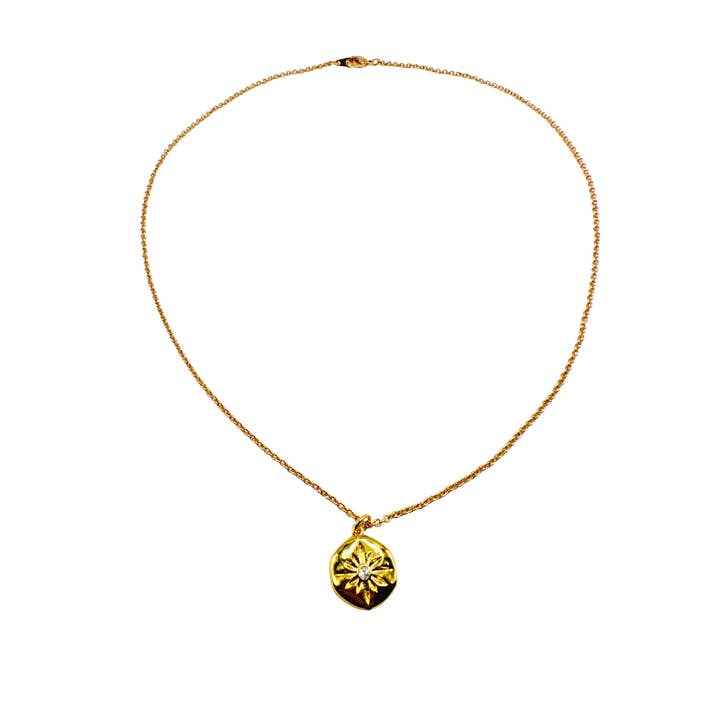 Gold Starburst CZ Charm Necklace for Layering Jewelry for wholesale by Alisa Michelle Designs Inc.