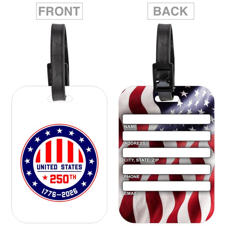 USA 250 - Thick Polymer Plastic Luggage Tags - G-TGB2-1-0008 for wholesale by GiftWorksPlus