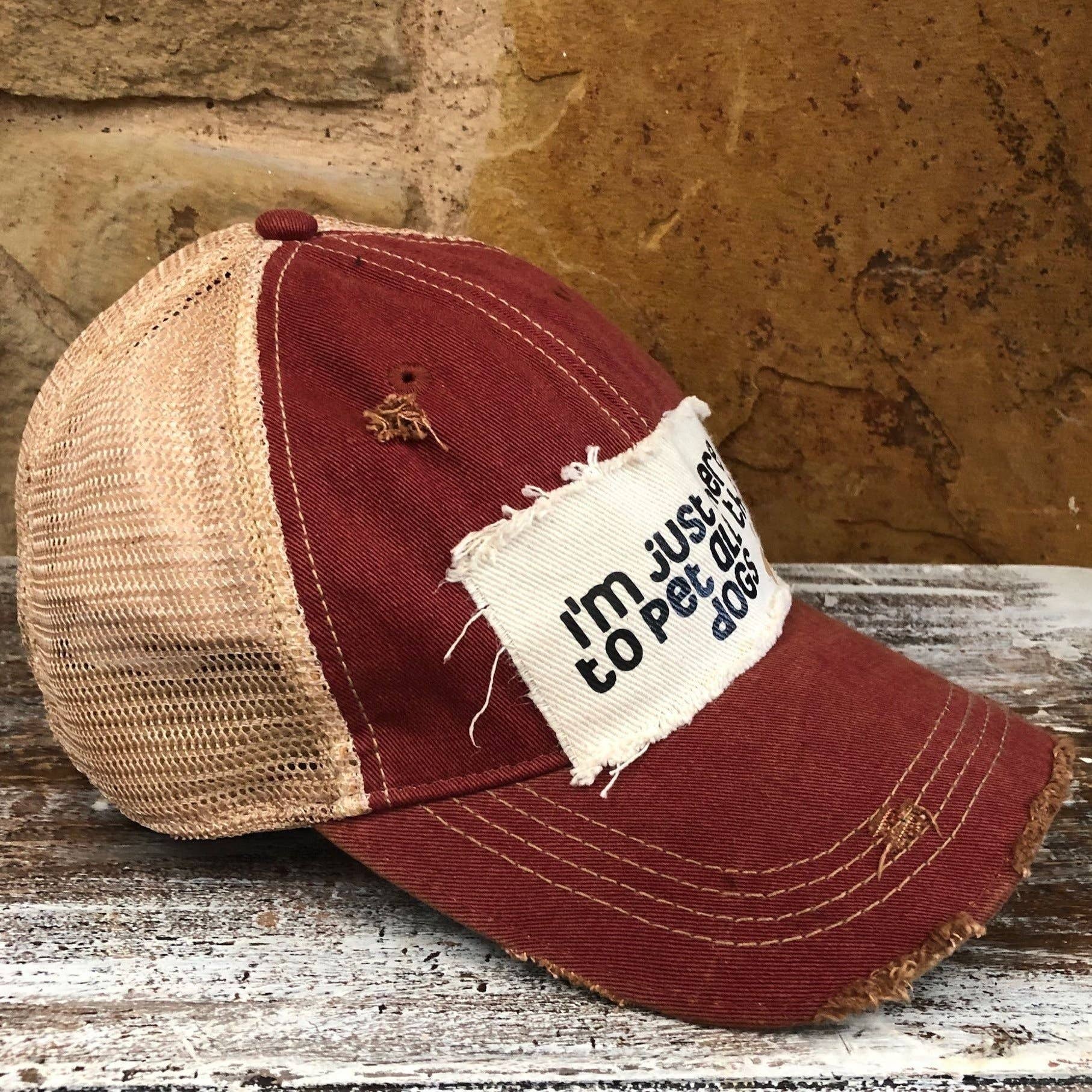 BohoGroove - Wholesale Baseball Cap - Women's - I'm Just Here to Pet All the Dogs Hat, Dog Snapback Trucker6