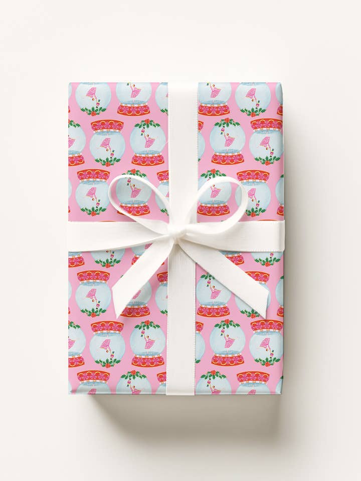 Ballerina in a Snow Globe Gift Wrap for wholesale by La Plante Carnivore