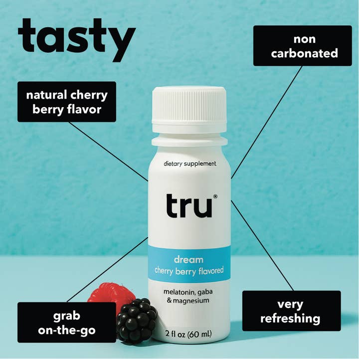 Tru - Wholesale Sports/Energy Drink - Tru Dream Wellness Shots, Cherry Berry (Pack of 12)