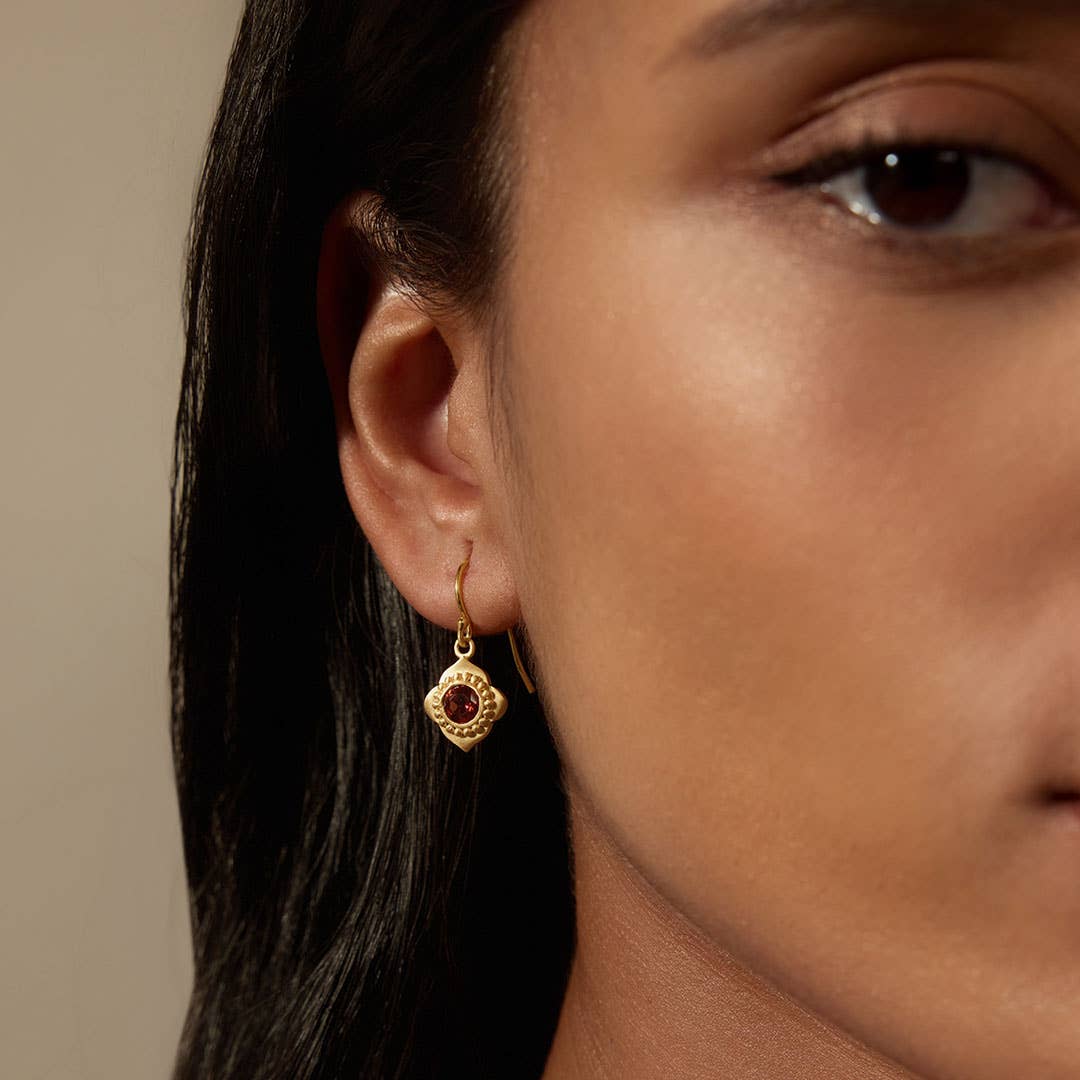 Satya Jewelry - Wholesale Dangle Earrings - Strong Heart Garnet Drop Earrings 1