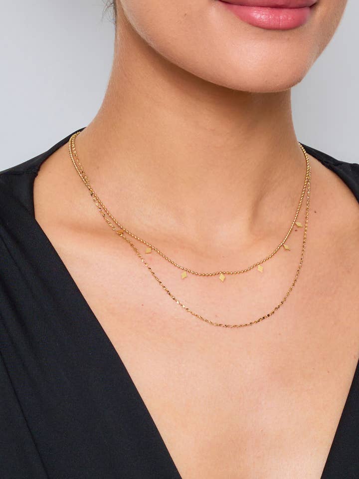 224DY07 stainless steel double end necklace for wholesale by BYREN | ÉLINE L'ATELIER