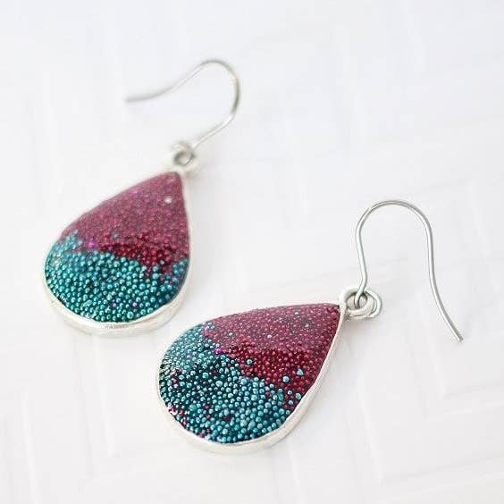 Teal & Red Teardrop Earrings for wholesale by Jenica Jewelry