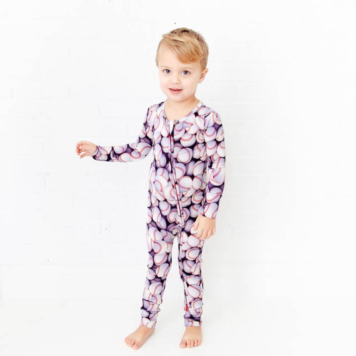 Catch Ya Later Baseball Bamboo Convertible Footie Pyjama voor wholesale door Dreamiere