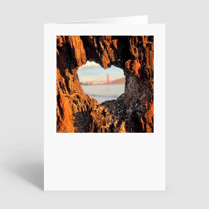 Greeting Card of a heart found in on Crissy Field Beach for wholesale by HeartSFound