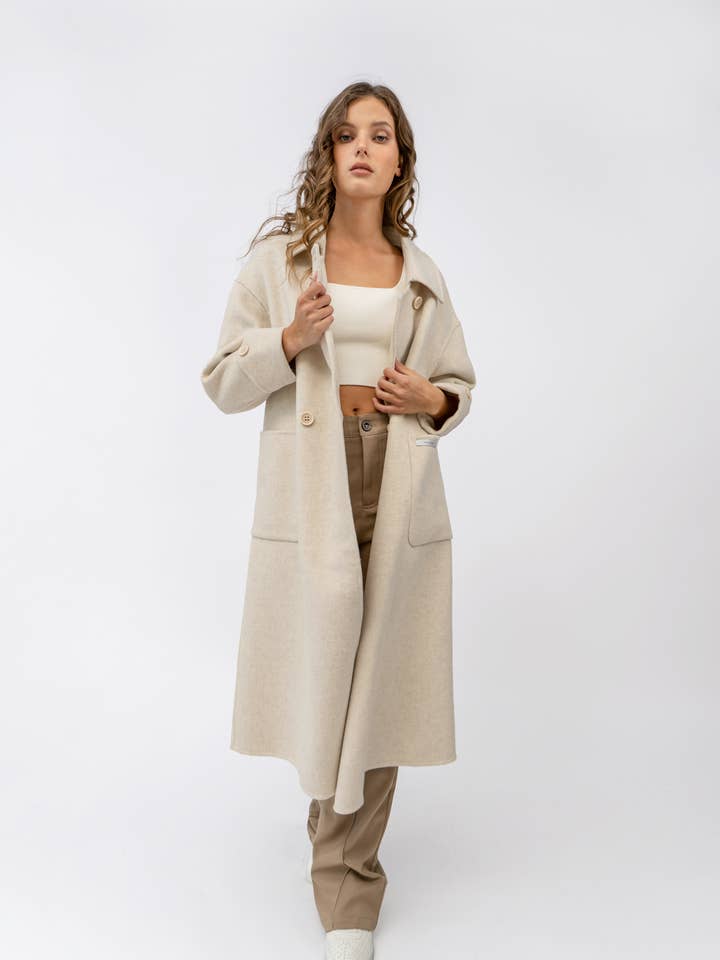 Manteau en laine Averitt - Parchment pour la vente par lakeyo